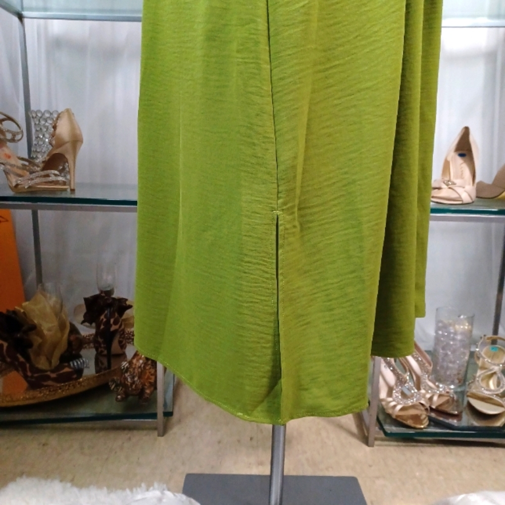 Button-Front Tie-Waist Maxi Dress in Lime Green - Picture 9 of 15
